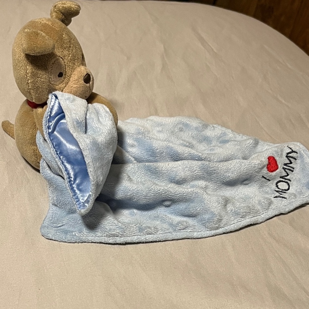 Carters Child of Mine Blue Baby Security Blanket Lovey with Brown Puppy Dog